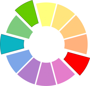 Split Complementary color wheel example