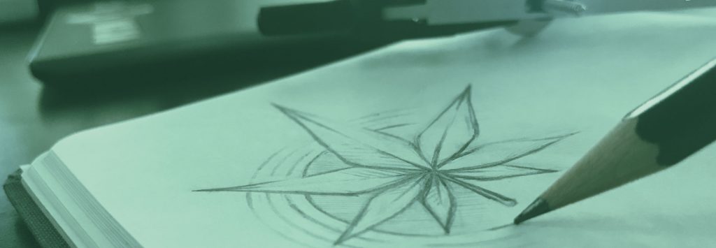 Cannabis leaf logo sketch
