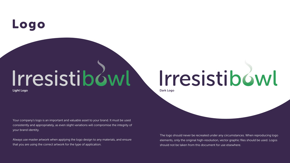 Irresistibowl brand guidelines logo page