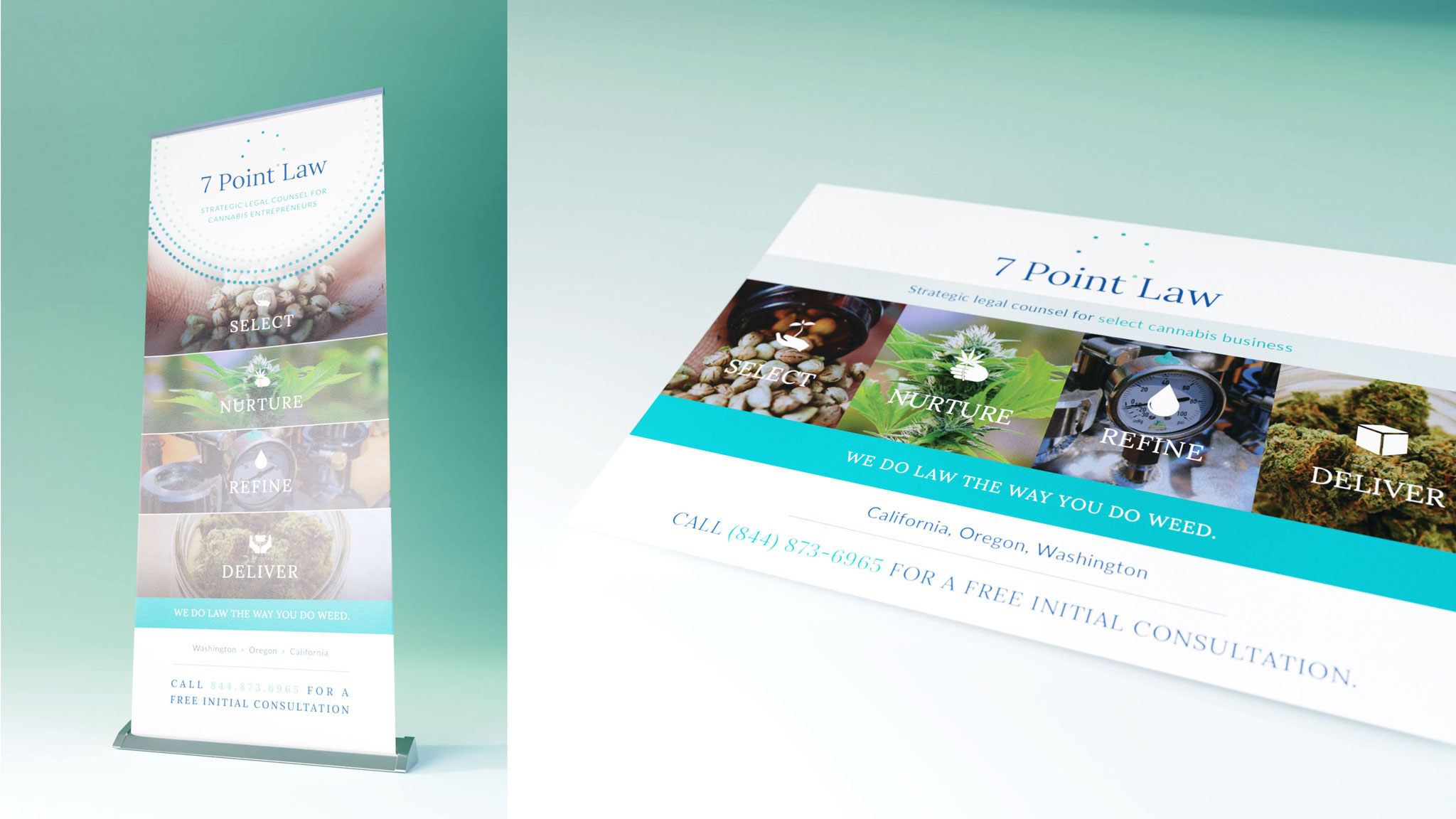 Advertising materials for 7 Point Law brand redesign