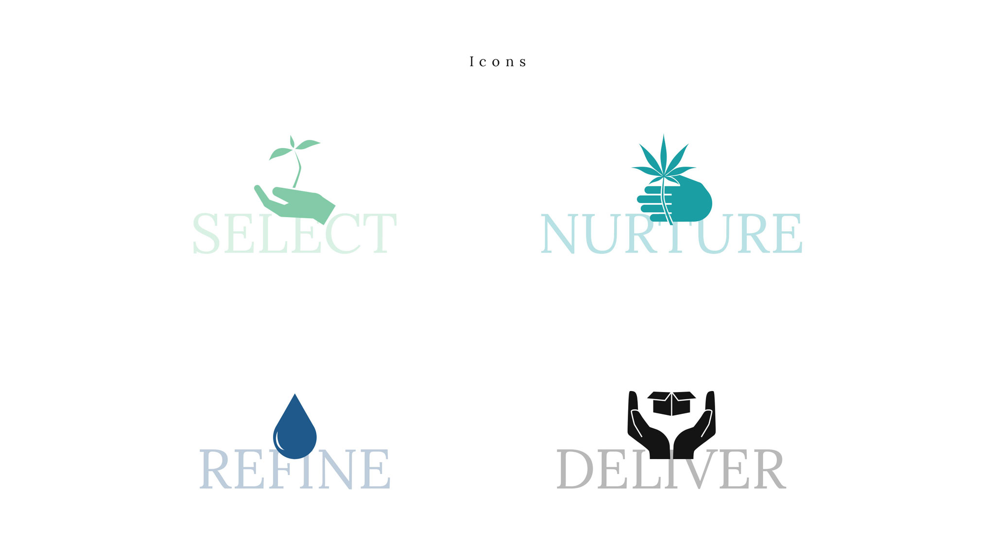 Four custom icons for 7 Point Law's marketing message