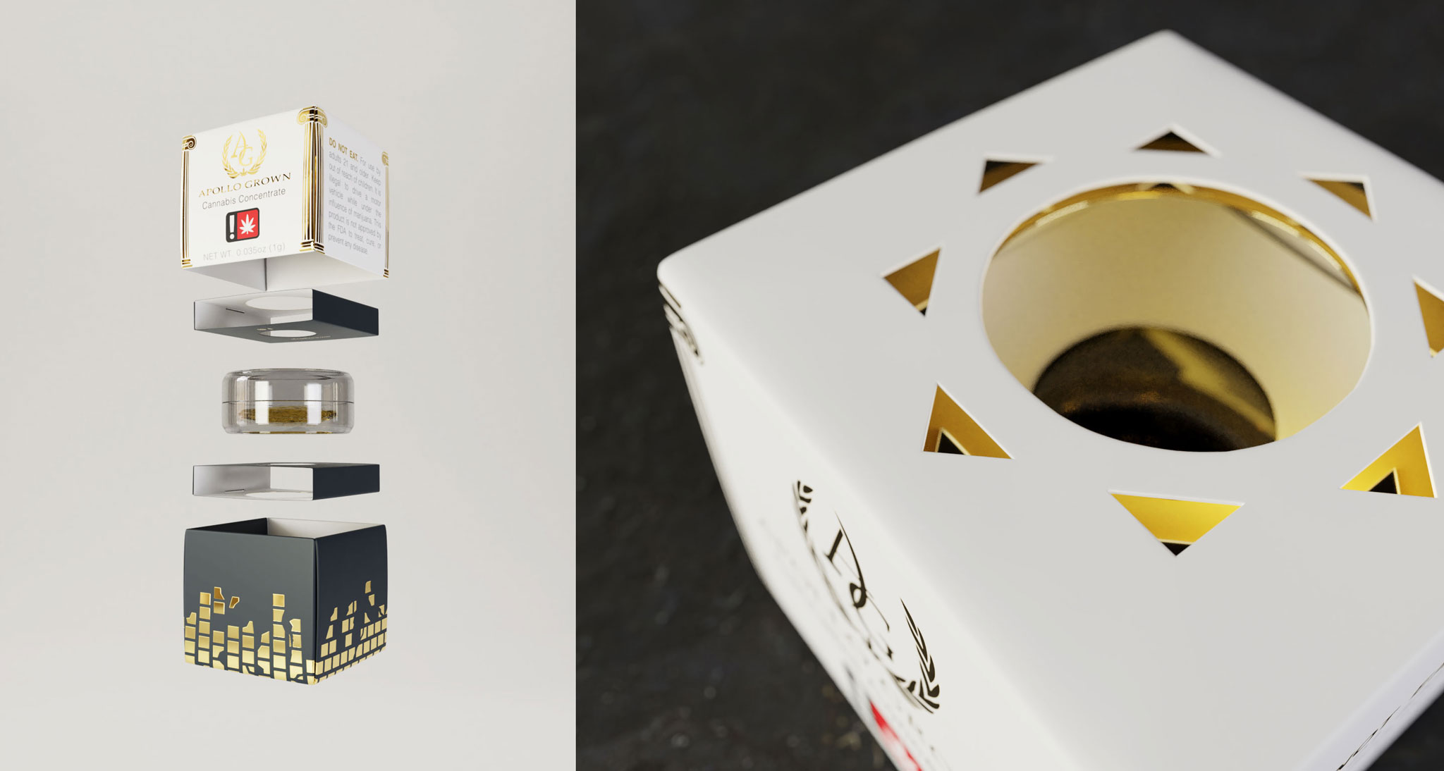 Shatter and wax package designed for Apollo Grown