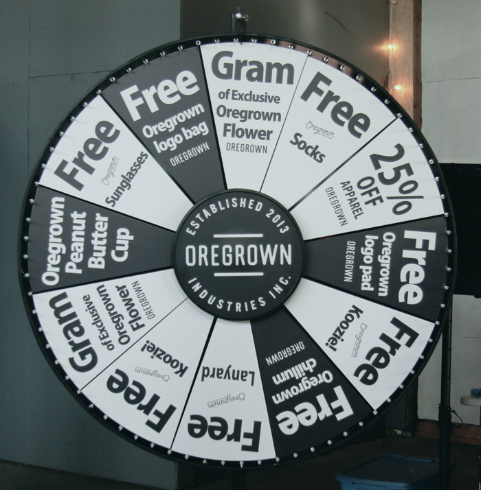 Oregrown giveaway wheel - Using incentive when marketing a marijuana dispensary