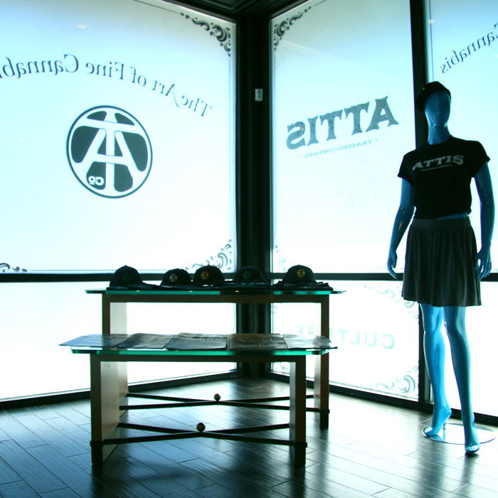 Attis cannabis dispensary clothing display - Interior branding & marketing a marijuana dispensary