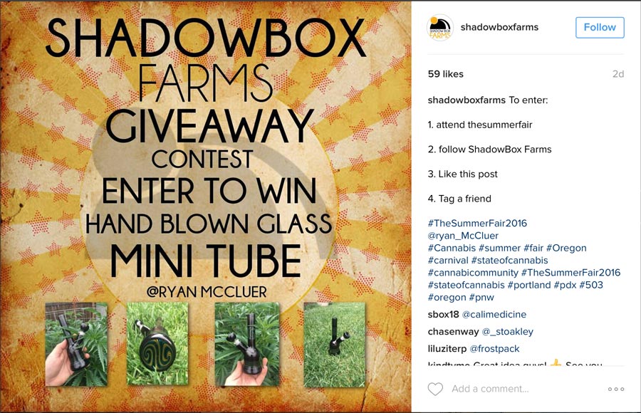 Shadowbox Farms Producer Portland Summer Fair Cannabis Social Media Contest example